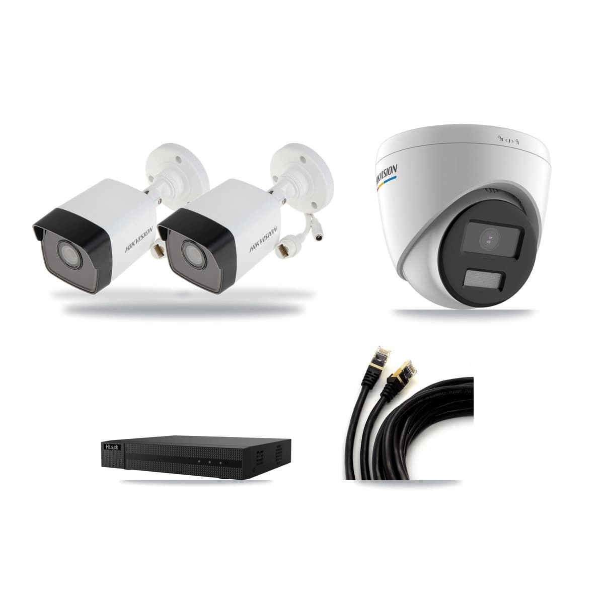 Hikvision & HiLook 8-Channel 2MP – 5MP CCTV Kit — 2 5MP Bullet + 1 2MP Turret Cameras + 3TB Recording (NVR-108MH-D Recorder) - Image 1