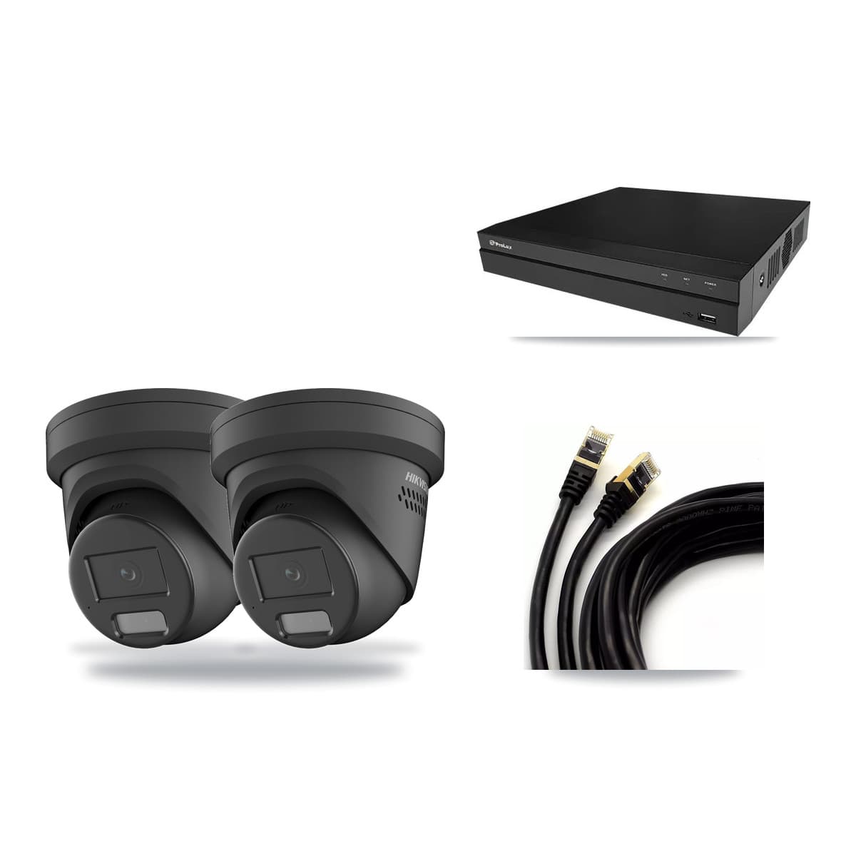Hikvision & Prolux 8-Channel 4MP CCTV Kit — 2 Black Turret Cameras + 3TB Recording - Image 1