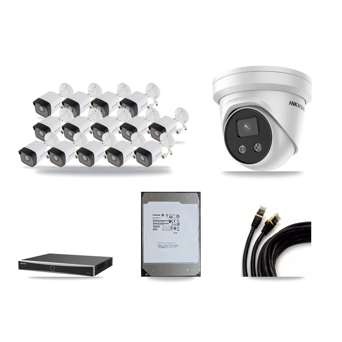 Hikvision 16-Channel 5MP CCTV Kit — 14 Bullet + 1 Turret Cameras + 14TB Recording - Image 1