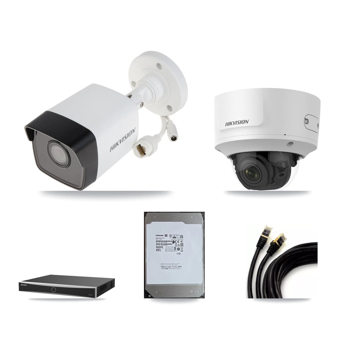 Hikvision 16-Channel 2MP – 5MP CCTV Kit — 9 5MP Bullet + 1 2MP Dome Cameras + 14TB Recording (DS-7616NXI Recorder)