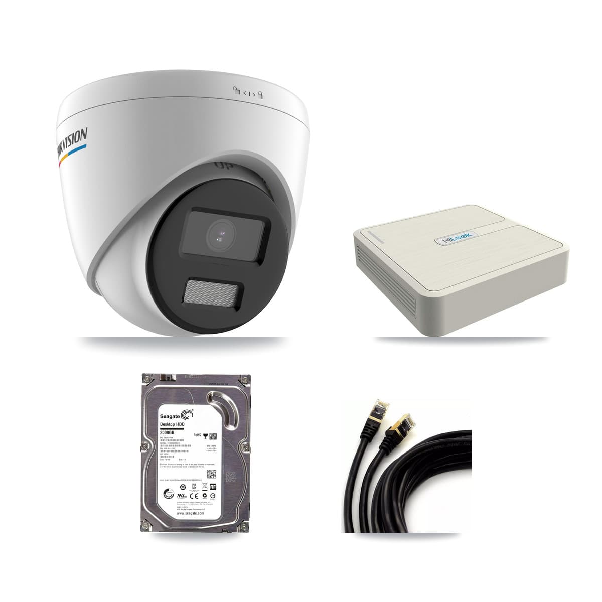 Hikvision & HiLook 8-Channel 2MP CCTV Kit — 3 Turret Cameras + 2TB Recording (NVR-108H-D Recorder)