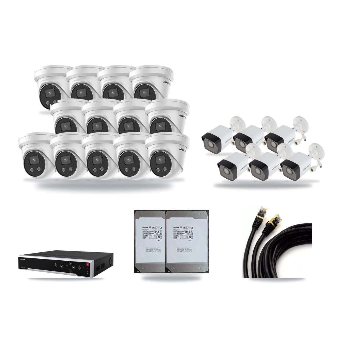 Hikvision 32-Channel 5MP CCTV Kit — 6 Bullet + 13 Turret Cameras + 2× 14TB Recording - Image 1