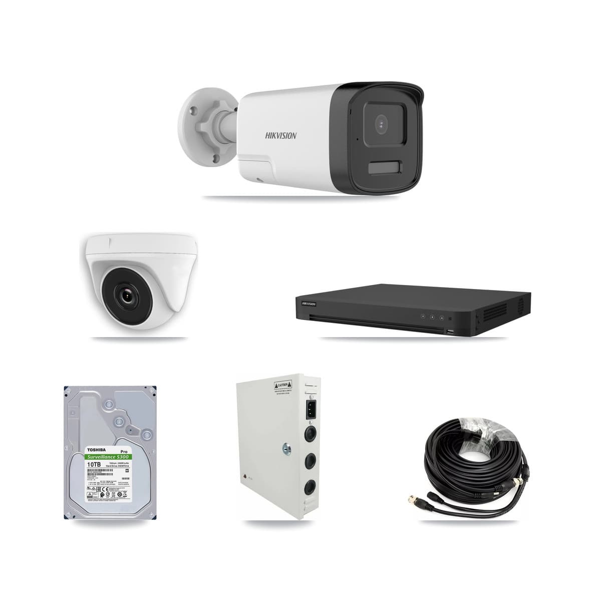 Hikvision 32-Channel 2MP – 5MP CCTV Kit — 6 DS-2CE17K0T 5MP Bullet + 3 White HDT-2MP-N20W 2MP Dome Cameras + 10TB Recording