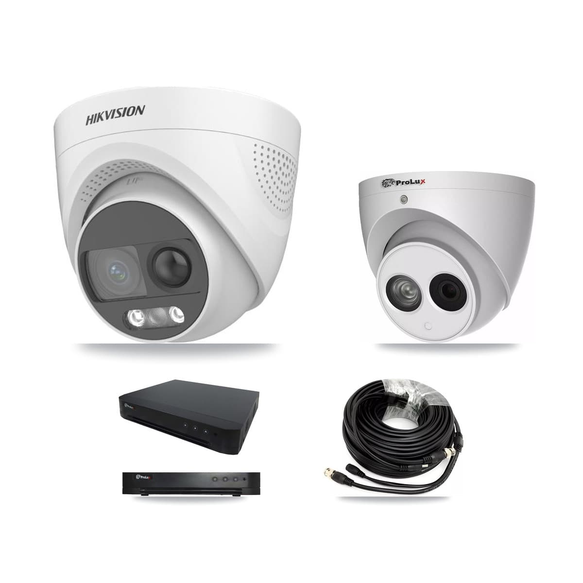 Hikvision & Prolux 16-Channel 4MP – 5MP CCTV Kit — 5 DS-2CE72KF3T 5MP + 1 PXC-612C4W-A 4MP Turret Cameras + 8TB Recording (PXD-8216 Recorder)