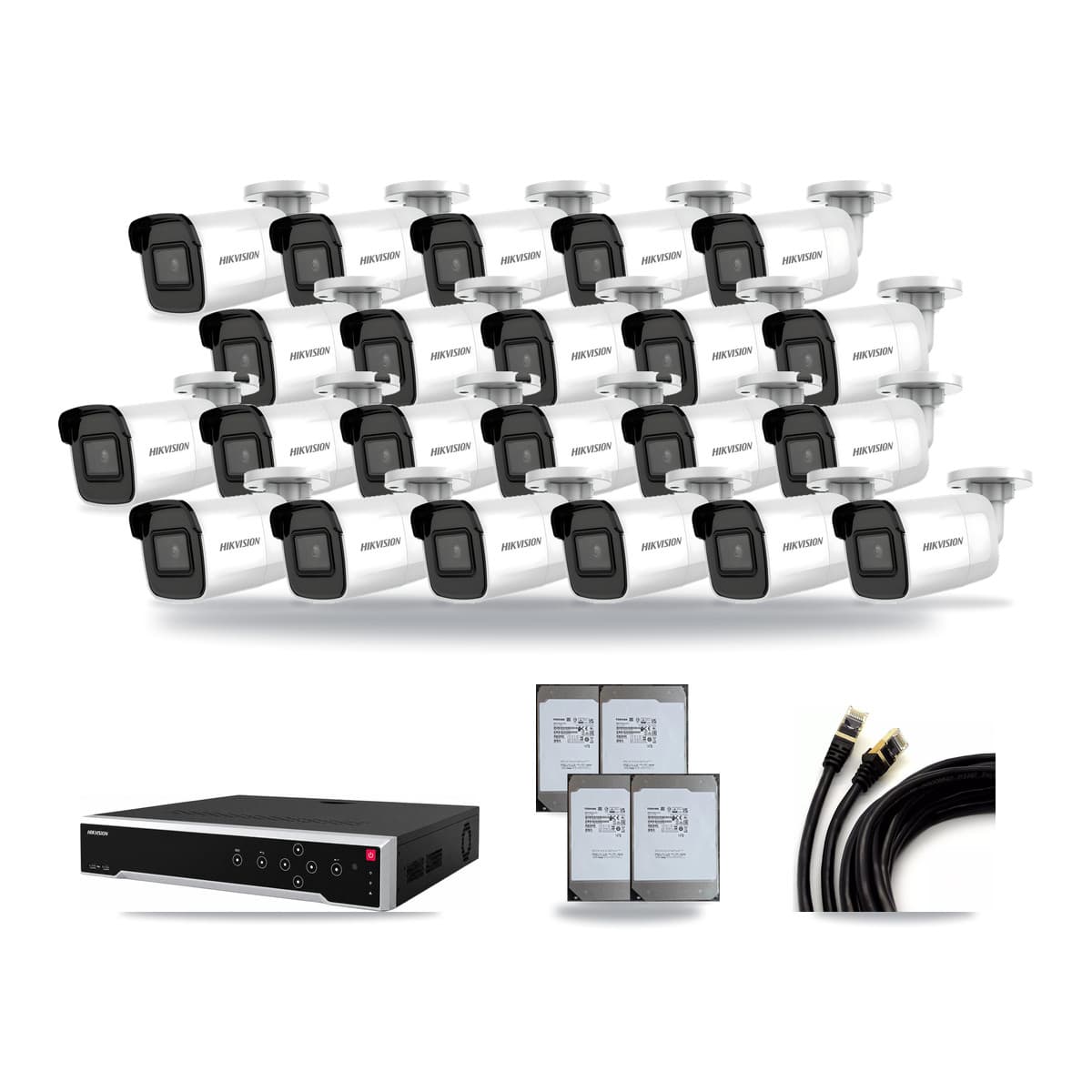 Hikvision 32-Channel 4K CCTV Kit — 22 Bullet Cameras + 4× 14TB Recording - Image 1