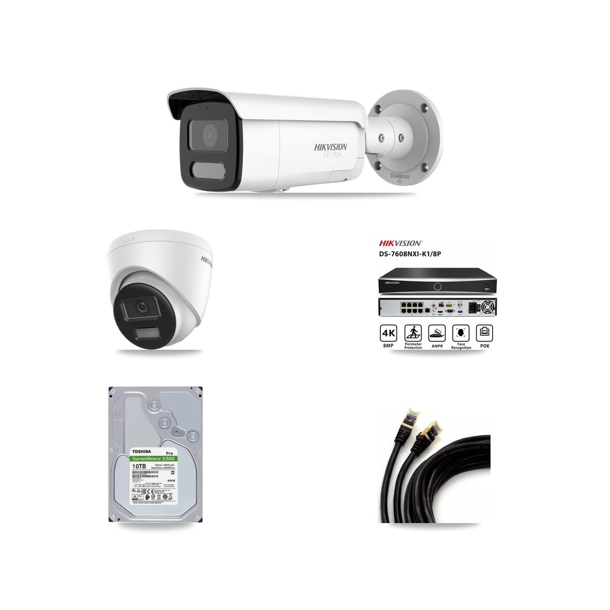 Hikvision 8-Channel 4K CCTV Kit — 1 Turret + 4 Bullet Cameras + 10TB Recording