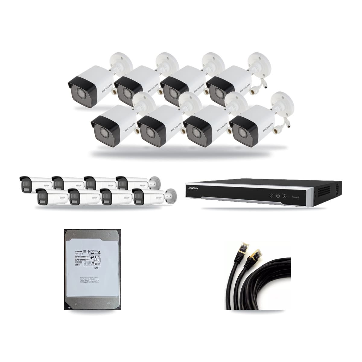 Hikvision 16-Channel 5MP – 4K CCTV Kit — 8 5MP + 8 White 4K Bullet Cameras + 14TB Recording (DS-7616NI-M2 Recorder) - Image 1