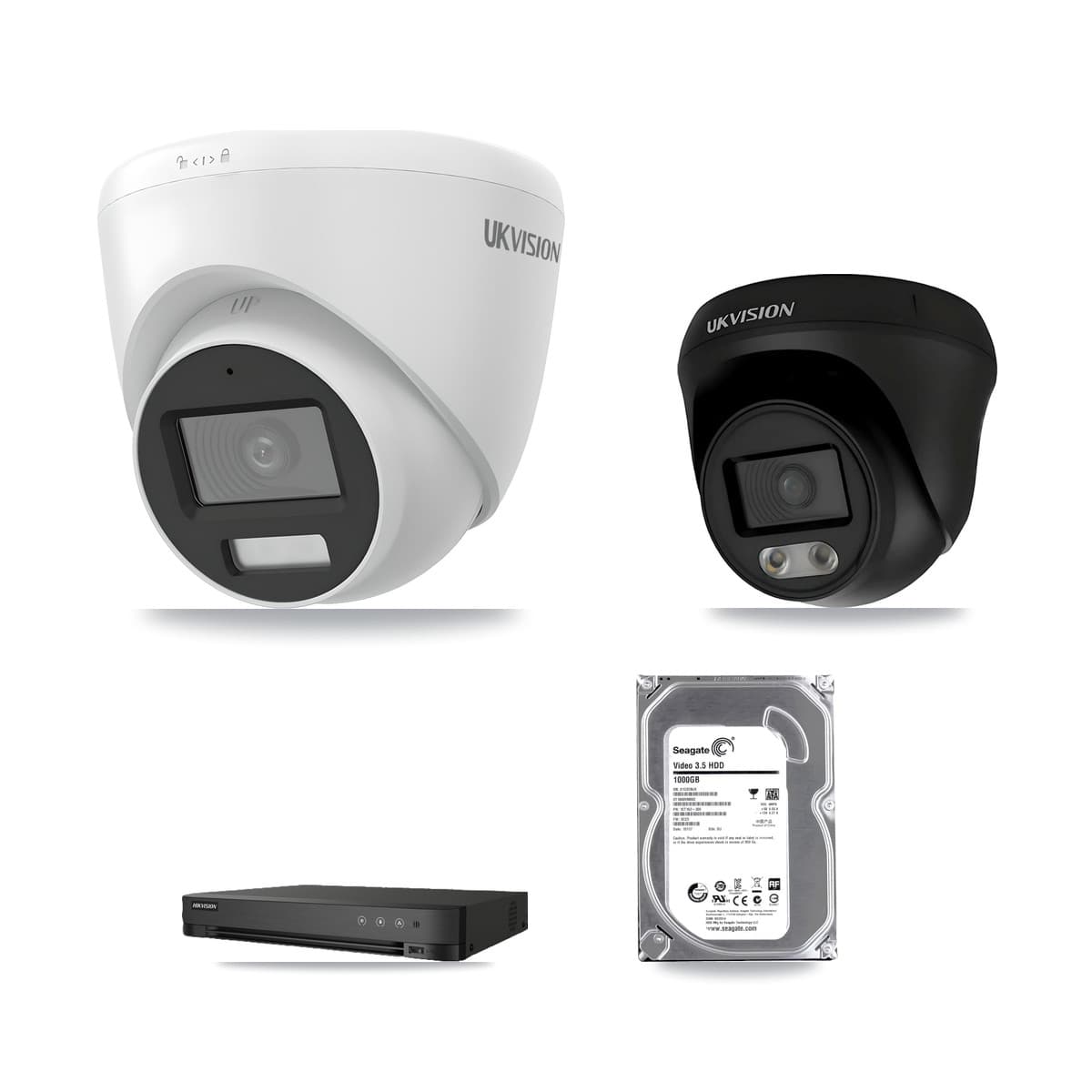 Hikvision 8-Channel 4K CCTV Kit — 3 UKVISION Cameras + 1TB Recording (IDS-7208HUHI Recorder)