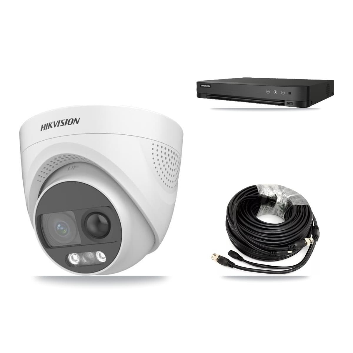 Hikvision 8-Channel 5MP CCTV Kit — 6 DS-2CE72KF3T-PIRXO Turret Cameras + 8TB Recording (IDS-7208HUHI-M1/E Recorder)