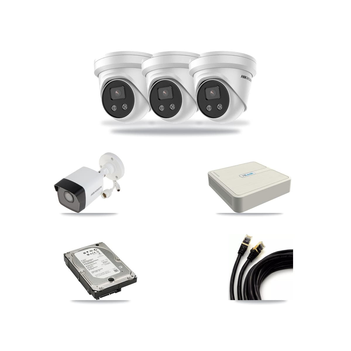 Hikvision & HiLook 8-Channel 5MP CCTV Kit — 1 Bullet + 3 Turret Cameras + 5TB Recording (NVR-108H-D Recorder) - Image 1