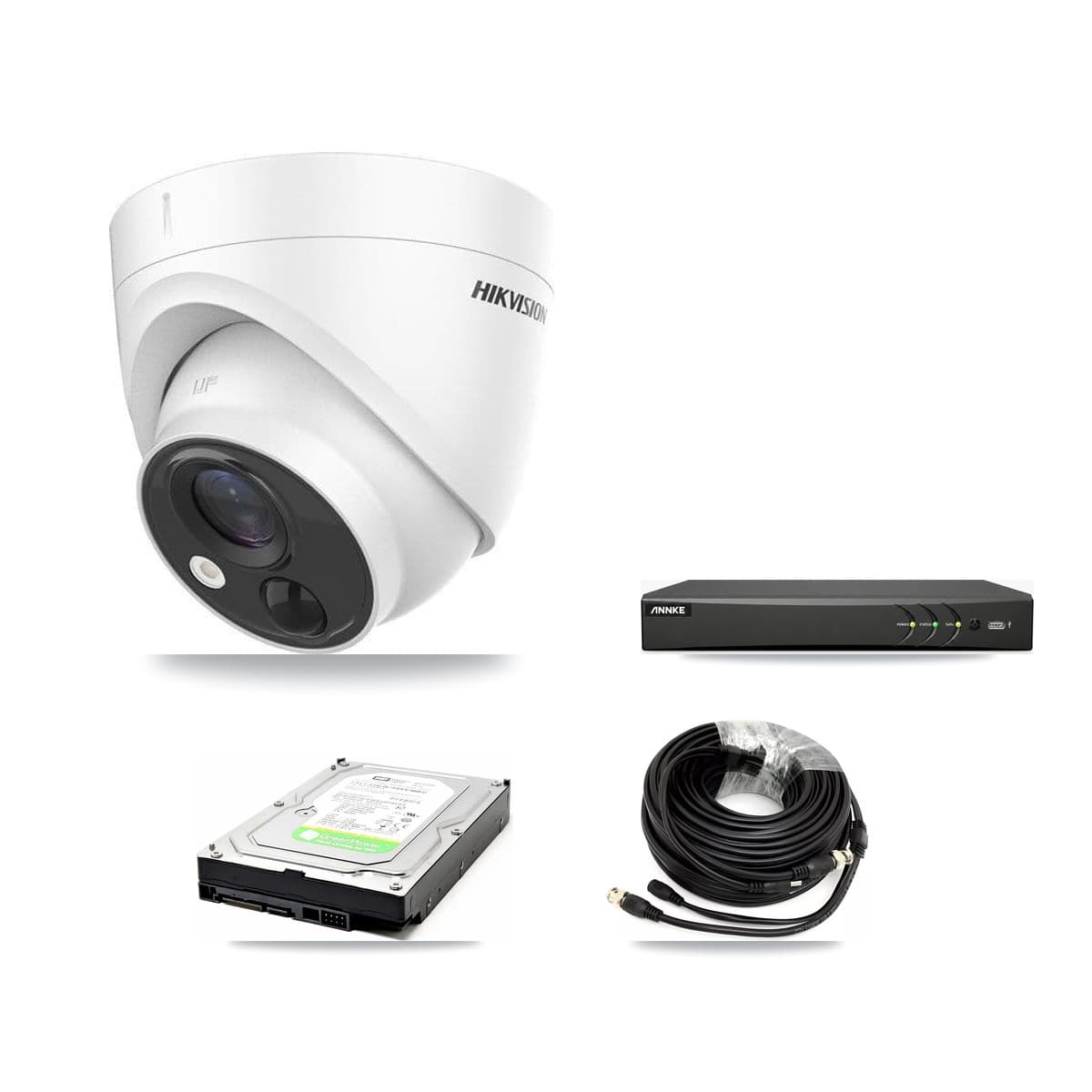 Hikvision & ANNKE 4-Channel 5MP CCTV Kit — 2 DS-2CE71H0T Turret Cameras + 1TB Recording