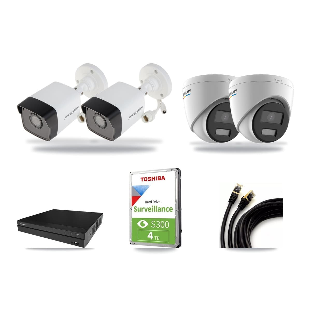 Hikvision & Prolux 8-Channel 2MP – 5MP CCTV Kit — 2 5MP Bullet + 2 2MP Turret Cameras + 4TB Recording - Image 1