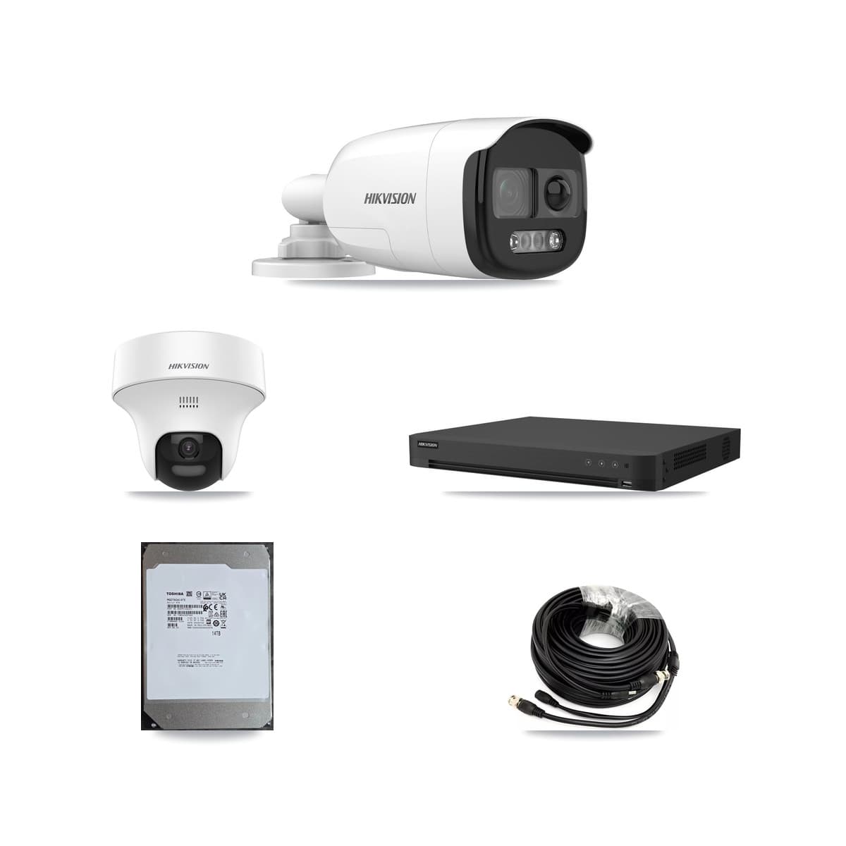 Hikvision 16-Channel 5MP CCTV Kit — 4 DS-2CE12KF3T Bullet + 4 DS-2CE70K0T Turret Cameras + 14TB Recording
