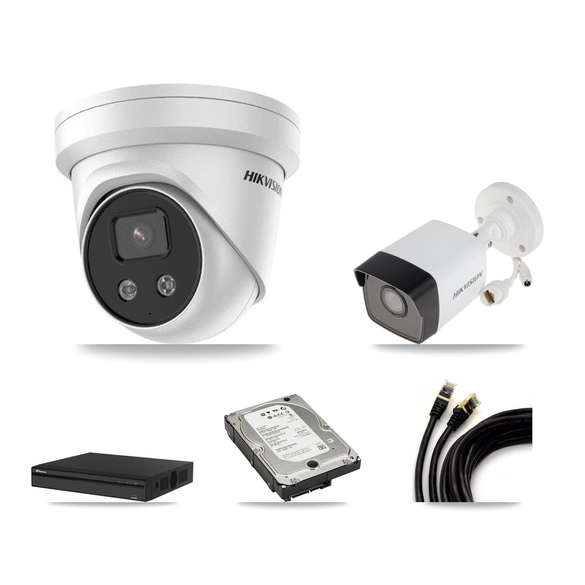 Hikvision & Prolux 4-Channel 5MP CCTV Kit — 1 Bullet + 3 Turret Cameras + 5TB Recording