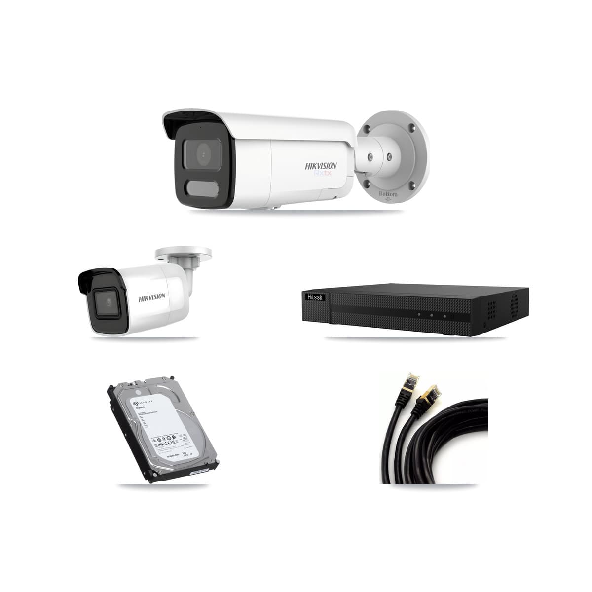 Hikvision & HiLook 8-Channel 4K CCTV Kit — 1 DS-2CD2085G1 + 2 DS-2CD2T87G2H Bullet Cameras + 6TB Recording