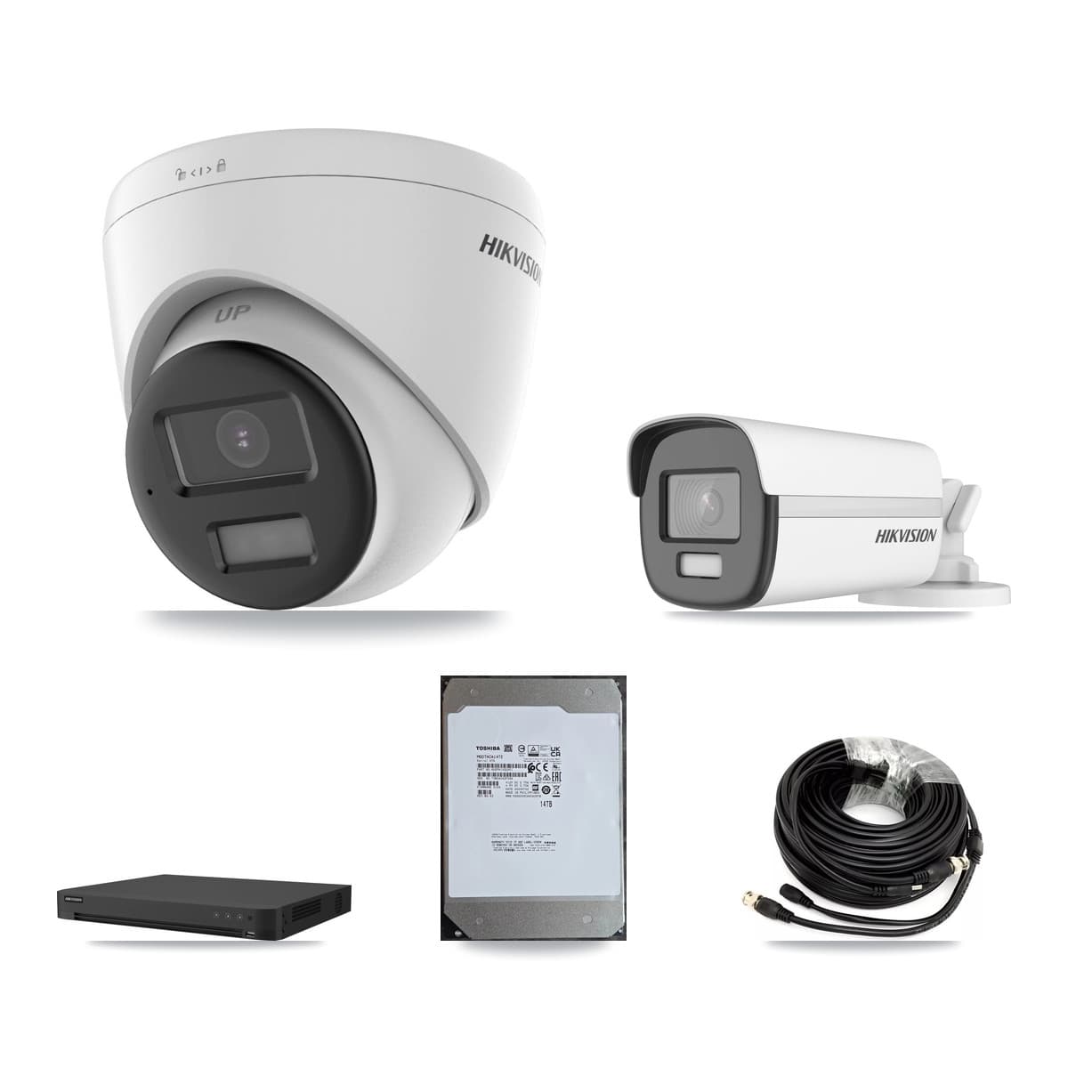 Hikvision 16-Channel 4K CCTV Kit — 1 Bullet + 4 Turret Cameras + 14TB Recording