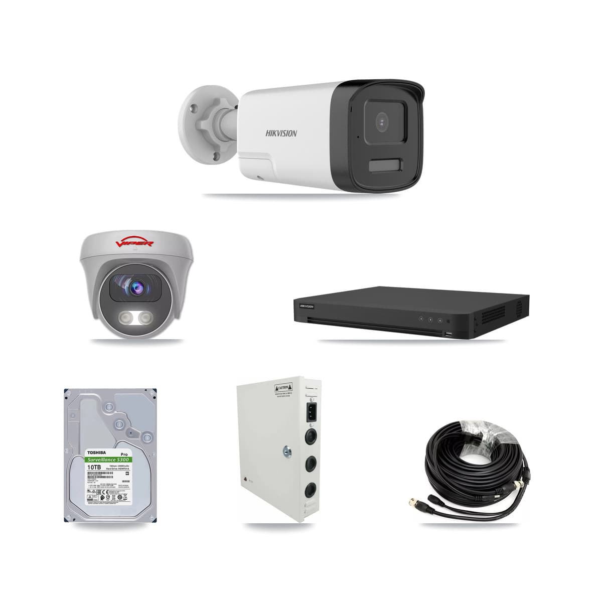 Hikvision & Viper 32-Channel 5MP CCTV Kit — 15 DS-2CE17K0T Bullet + 1 VIPER-5MP-3K Cameras + 2× 10TB Recording