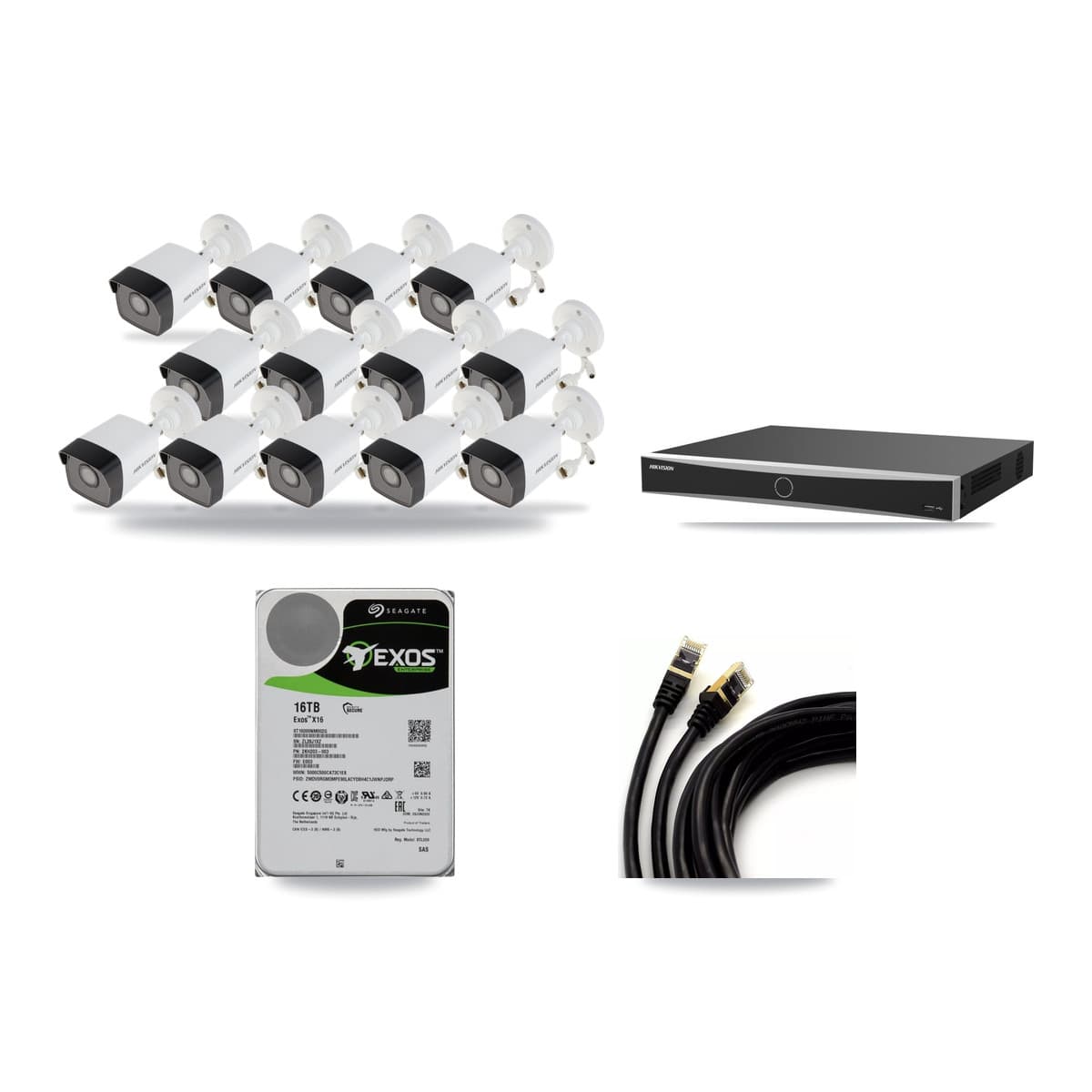Hikvision 16-Channel 5MP CCTV Kit — 13 Bullet Cameras + 16TB Recording (DS-7616NXI Recorder) - Image 1