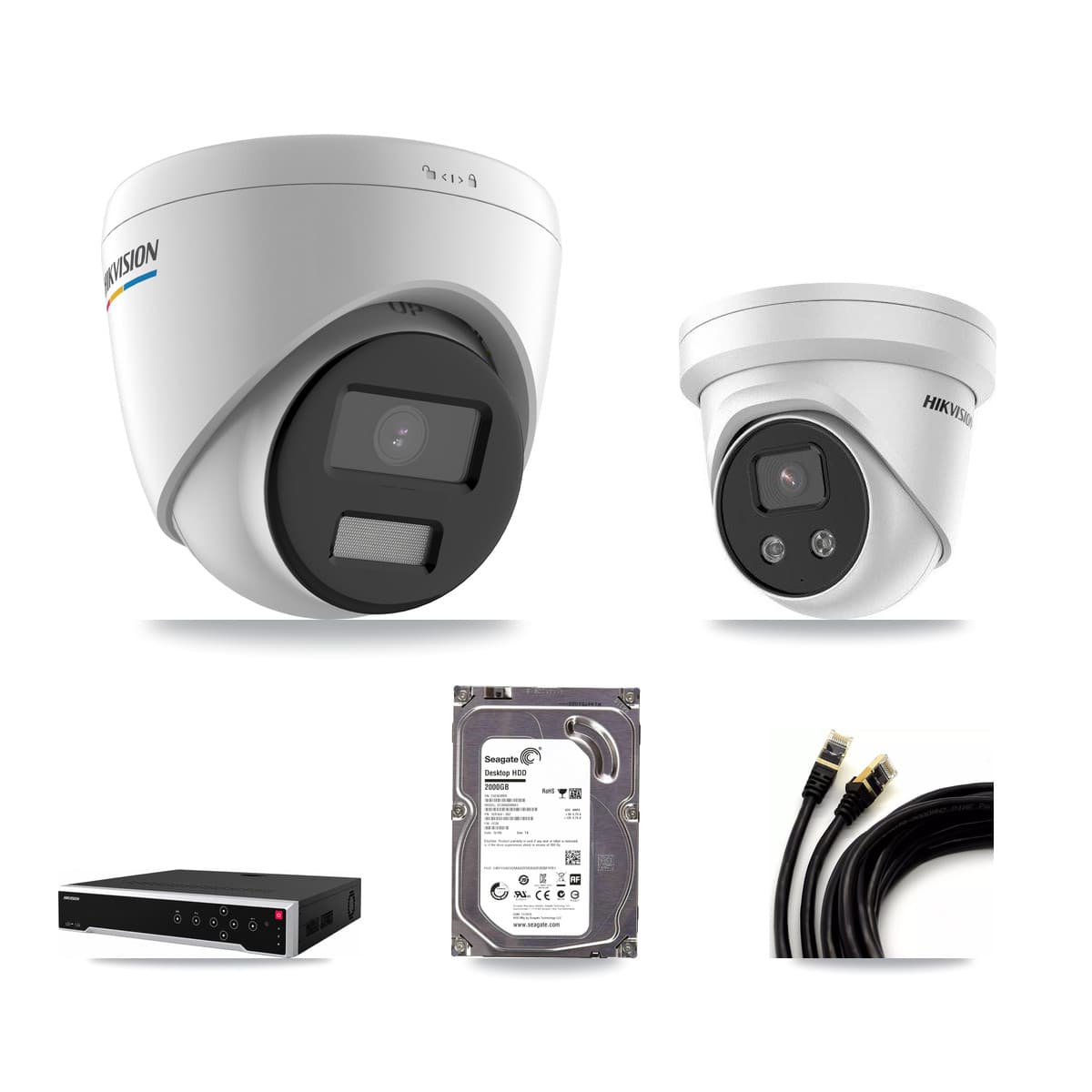 Hikvision 32-Channel 2MP – 5MP CCTV Kit — 1 2MP + 1 5MP Turret Cameras + 2TB Recording