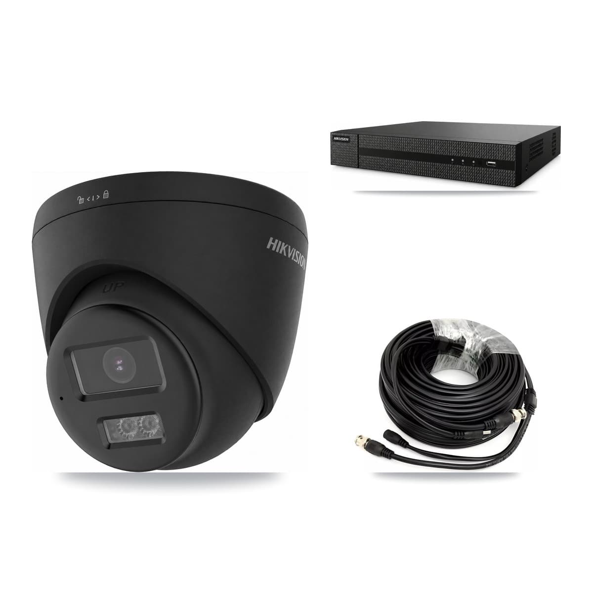 Hikvision 8-Channel 4K CCTV Kit — 4 Black Turret Cameras + 3TB Recording (DVR-8CH Recorder)