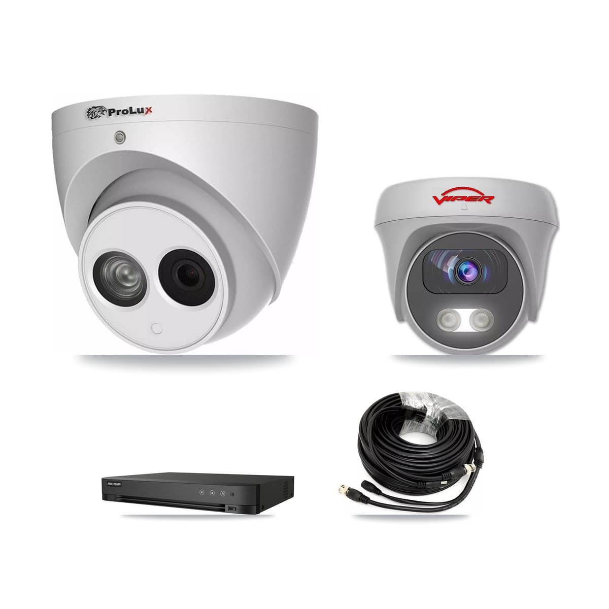 4-Channel 4MP – 5MP CCTV Kit — 1 4MP Turret + 1 White 5MP Cameras + 3TB Recording (DS-7204HUHI Recorder) - Image 1