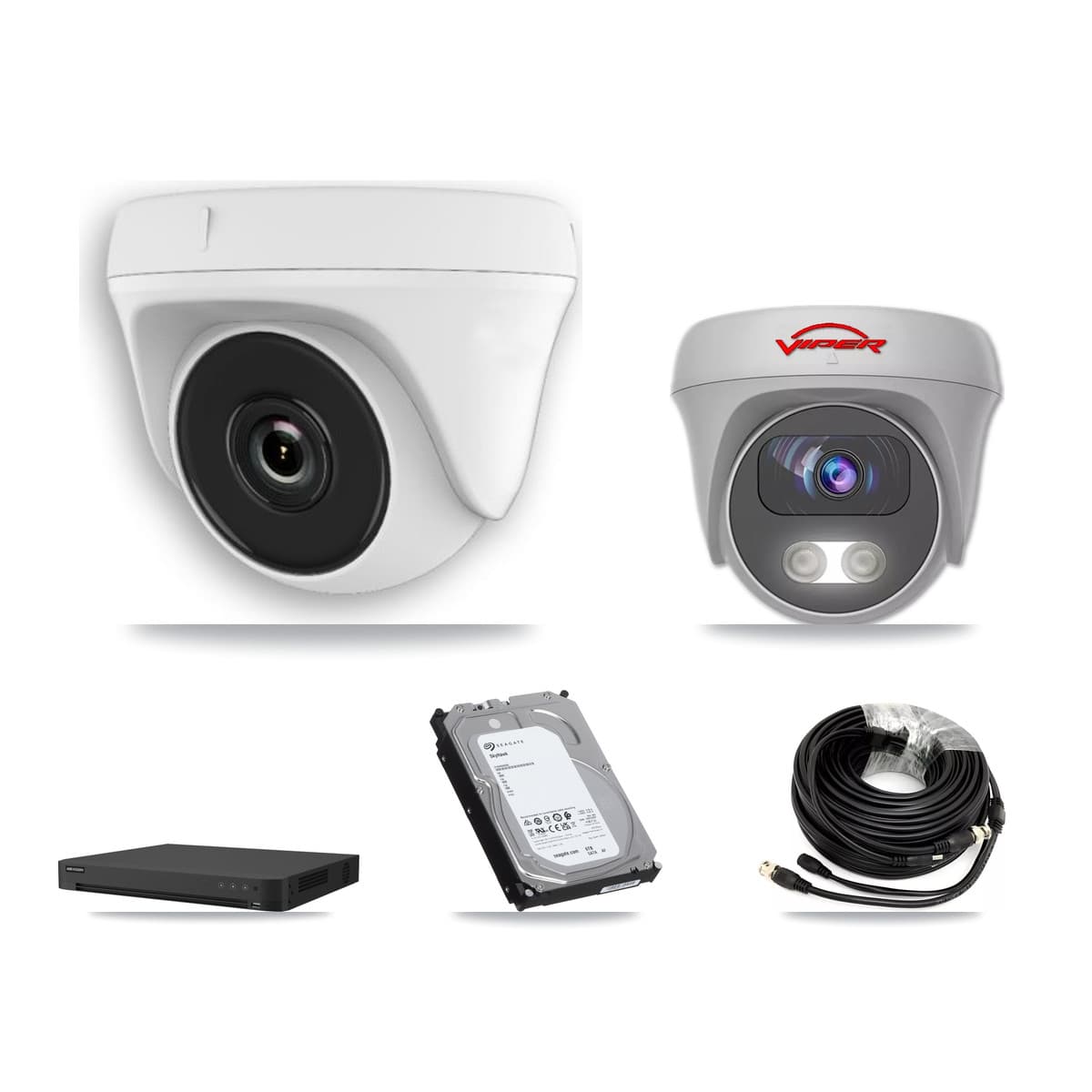 Viper & Hikvision 32-Channel 2MP – 5MP CCTV Kit — 7 White 2MP Dome + 1 White 5MP Cameras + 6TB Recording (IDS-7232HQHI Recorder) - Image 1