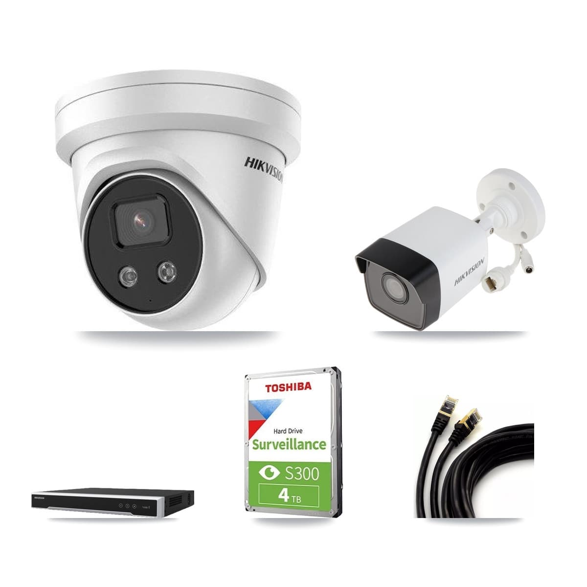Hikvision 8-Channel 5MP CCTV Kit — 1 Bullet + 2 Turret Cameras + 4TB Recording