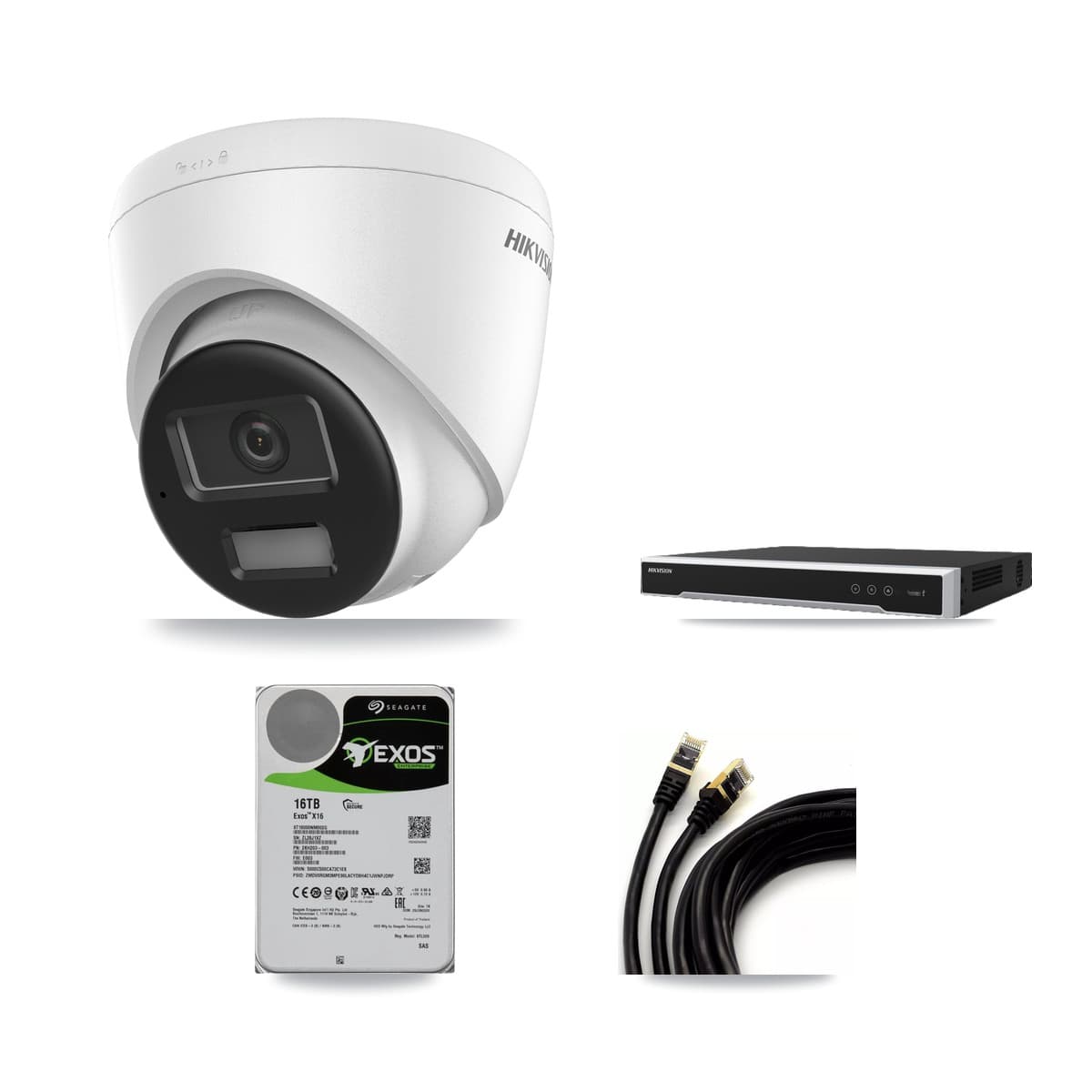 Hikvision 16-Channel 4K CCTV Kit — 6 DS-2CD1383G2-LIU Turret Cameras + 16TB Recording (DS-7616NI-M2/16P Recorder)