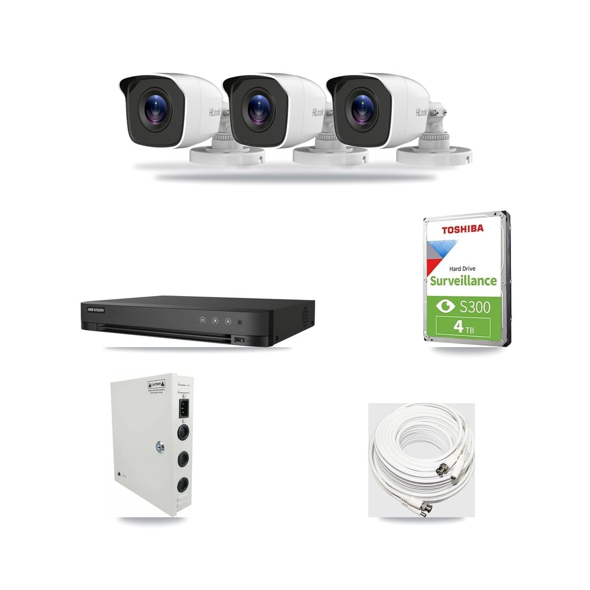 HiLook & Hikvision 4-Channel 4MP CCTV Kit — 3 Bullet Cameras + 4TB Recording (IDS-7204HUHI Recorder) - Image 1
