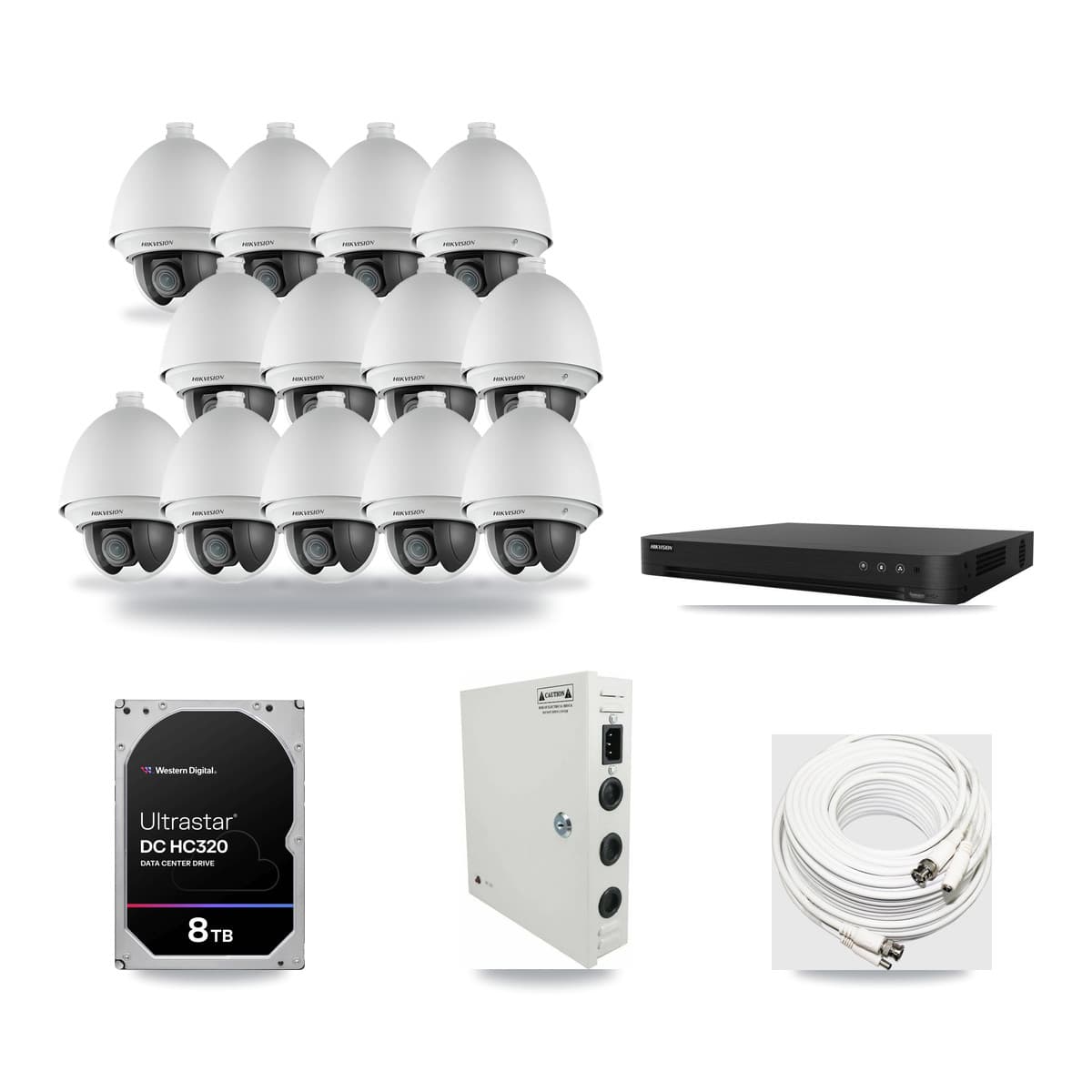 Hikvision 16-Channel 2MP CCTV Kit — 13 DS-2AE4225T PTZ Cameras + 8TB Recording (DS-7216HGHI Recorder) - Image 1