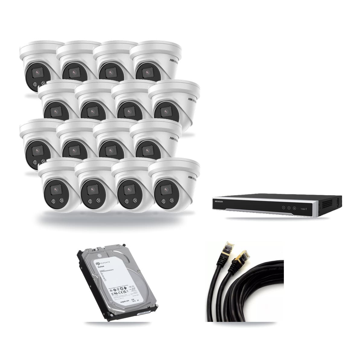 Hikvision 16-Channel 5MP CCTV Kit — 16 Turret Cameras + 6TB Recording (DS-7616NI-M2 Recorder) - Image 1