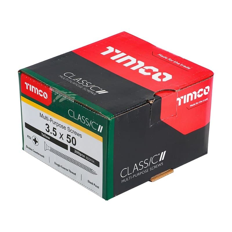 TIMCO Classic Wood Screws 3.5 x 50mm Countersunk Pozi Zinc Pack