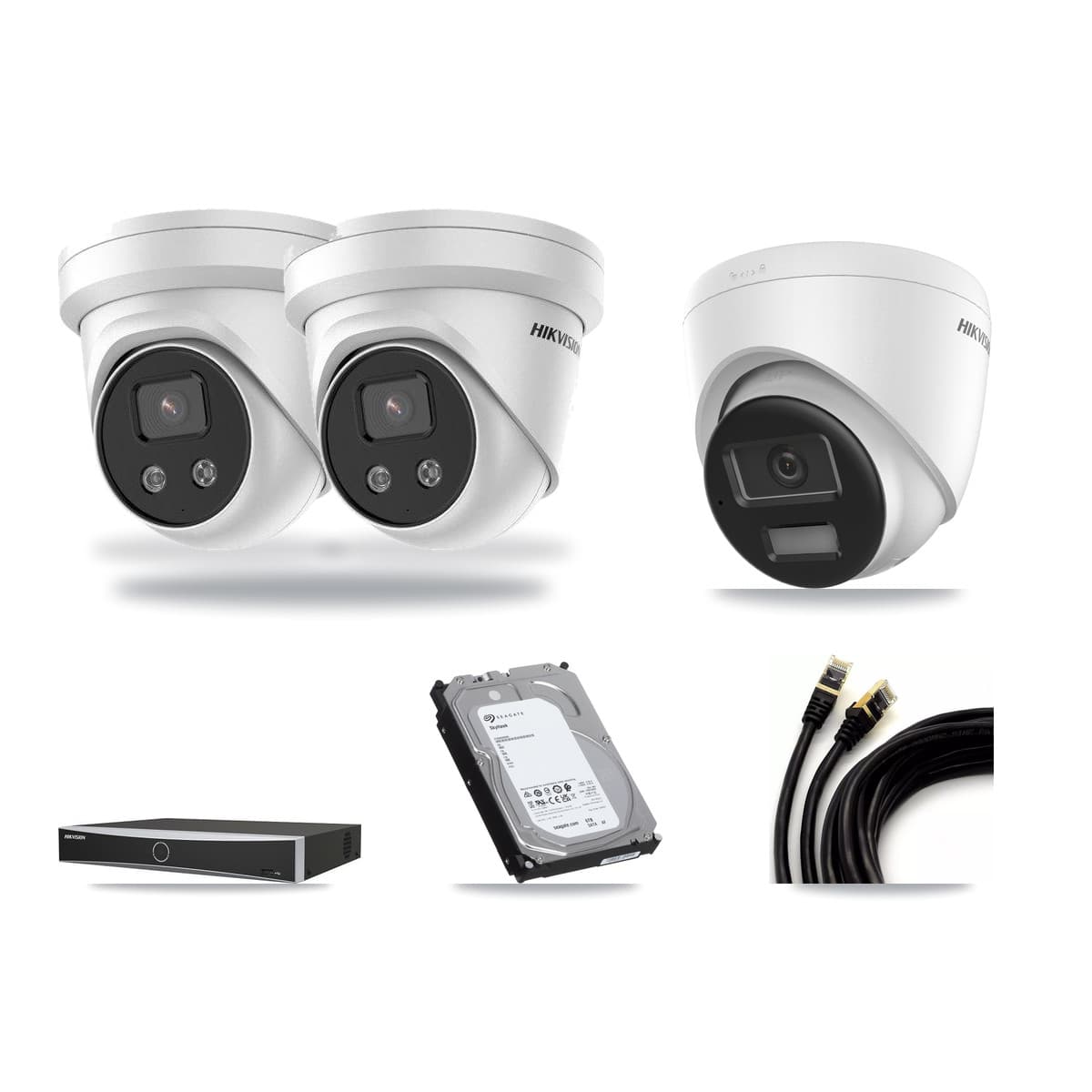 Hikvision 4-Channel 5MP – 4K CCTV Kit — 1 DS-2CD1383G2-LIU 4K + 2 DS-2CD3356G2-ISU 5MP Turret Cameras + 6TB Recording (DS-7604NXI-K1/4P Recorder) - Image 1