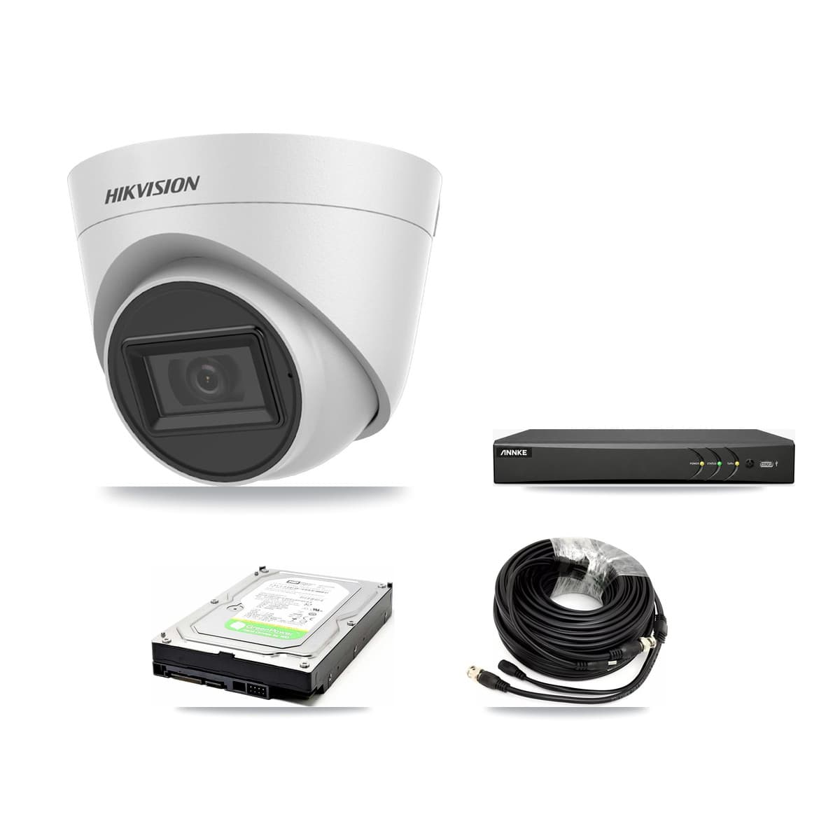 Hikvision & ANNKE 4-Channel 5MP CCTV Kit — 2 White Turret Cameras + 1TB Recording