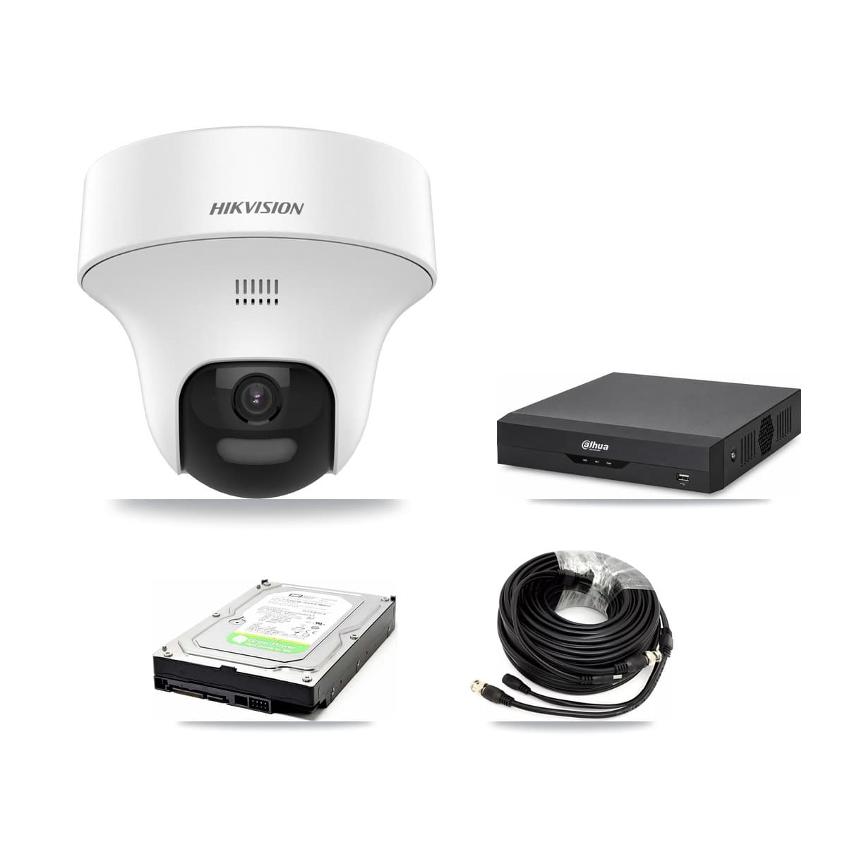 Hikvision & Dahua 4-Channel 5MP CCTV Kit — 2 DS-2CE70K0T Turret Cameras + 1TB Recording