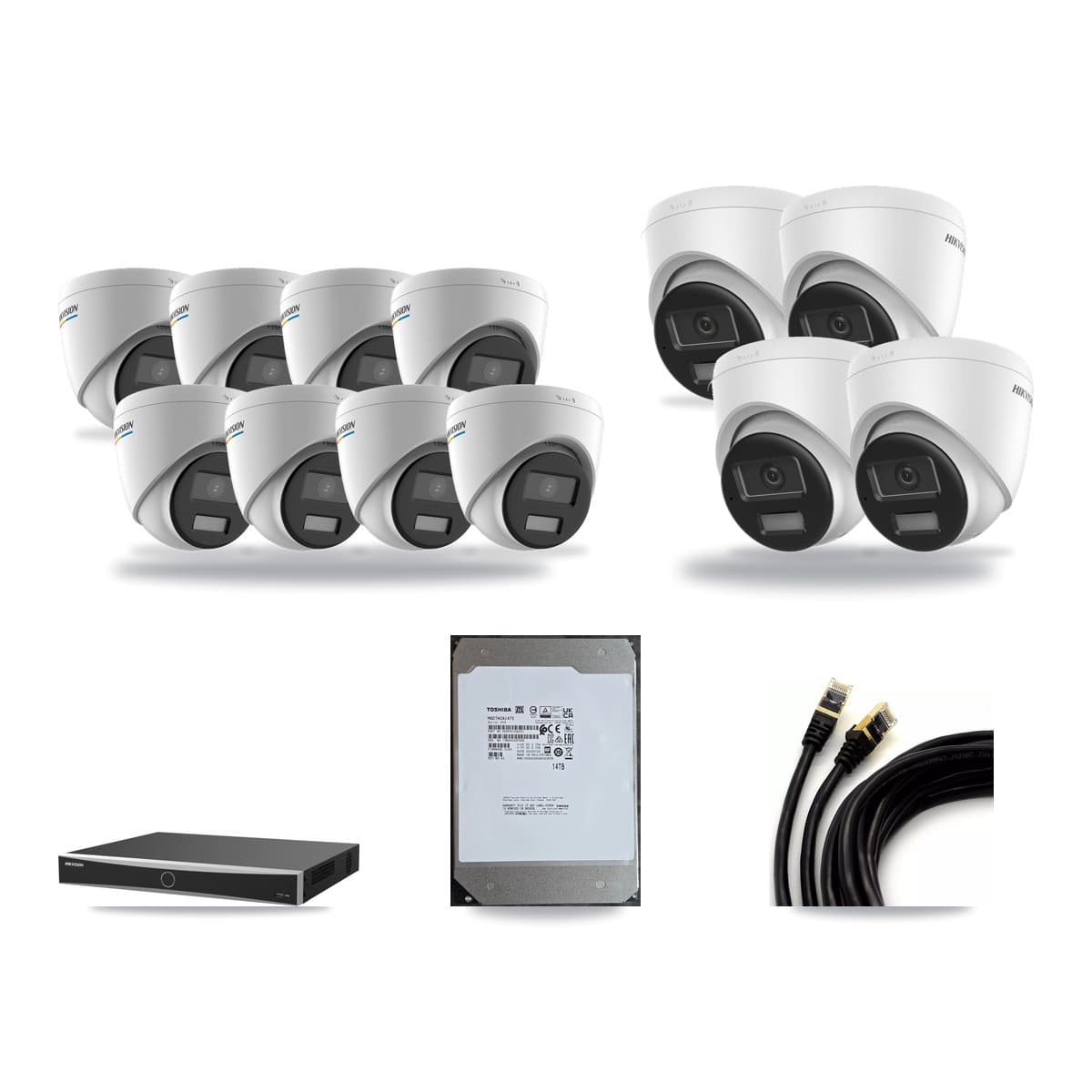 Hikvision 16-Channel 2MP – 4K CCTV Kit — 8 2MP + 4 4K Turret Cameras + 14TB Recording (DS-7616NXI Recorder) - Image 1