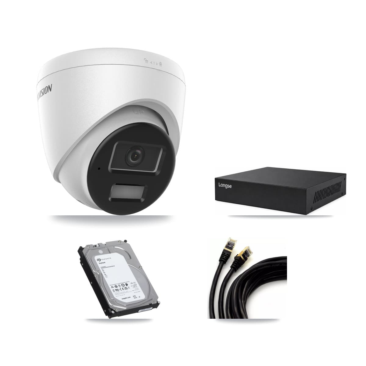 Hikvision & Longse 8-Channel 4MP CCTV Kit — 5 DS-2CD1343G2 Turret Cameras + 6TB Recording