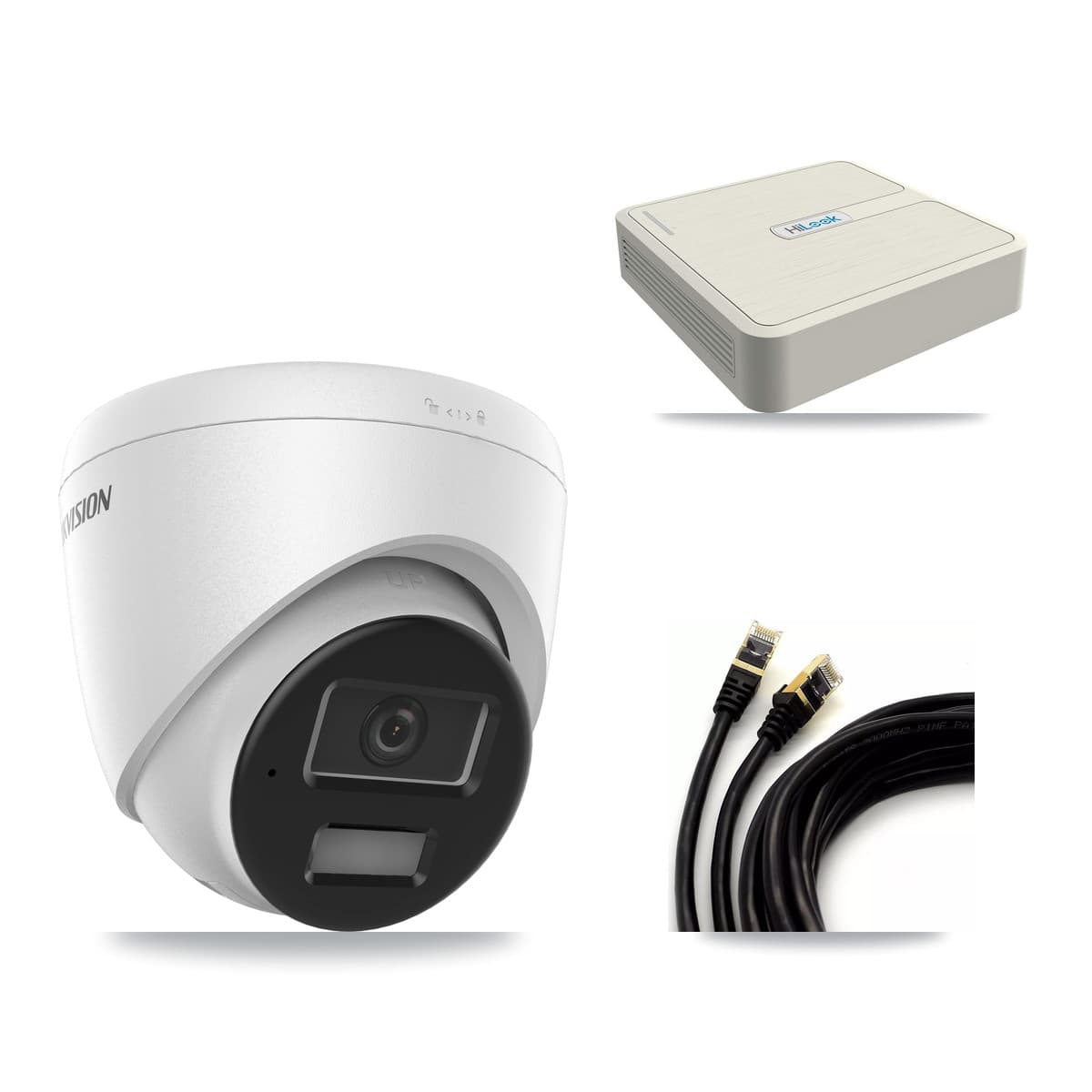 Hikvision & HiLook 8-Channel 4MP CCTV Kit — 2 DS-2CD1343G2 Turret Cameras + 3TB Recording (NVR-108H-D Recorder)