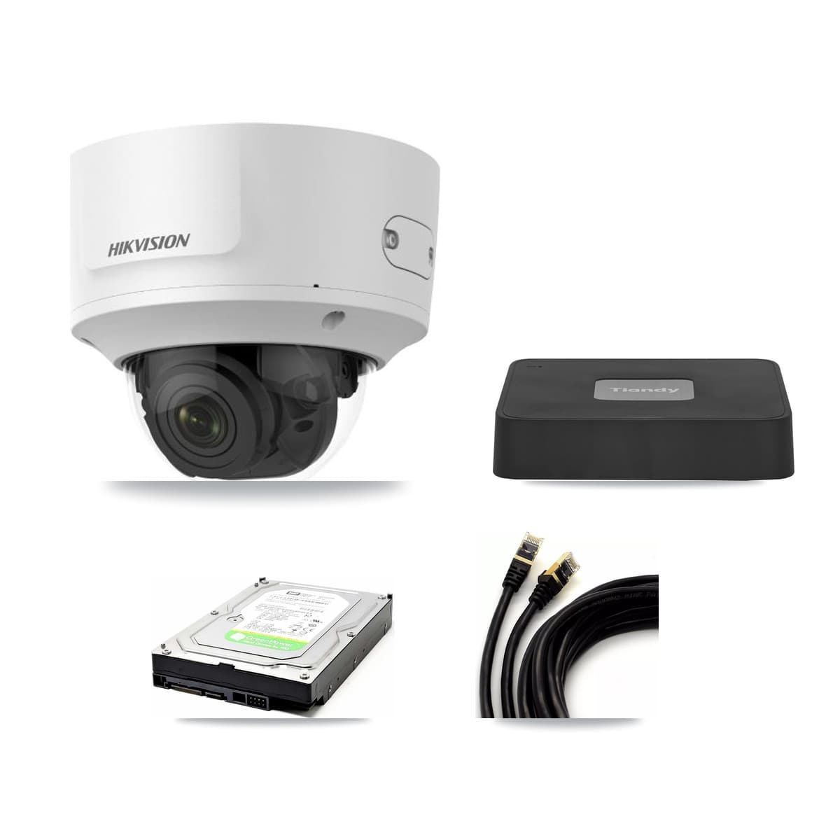 Hikvision & Tiandy 4-Channel 2MP CCTV Kit — 2 Dome Cameras + 1TB Recording