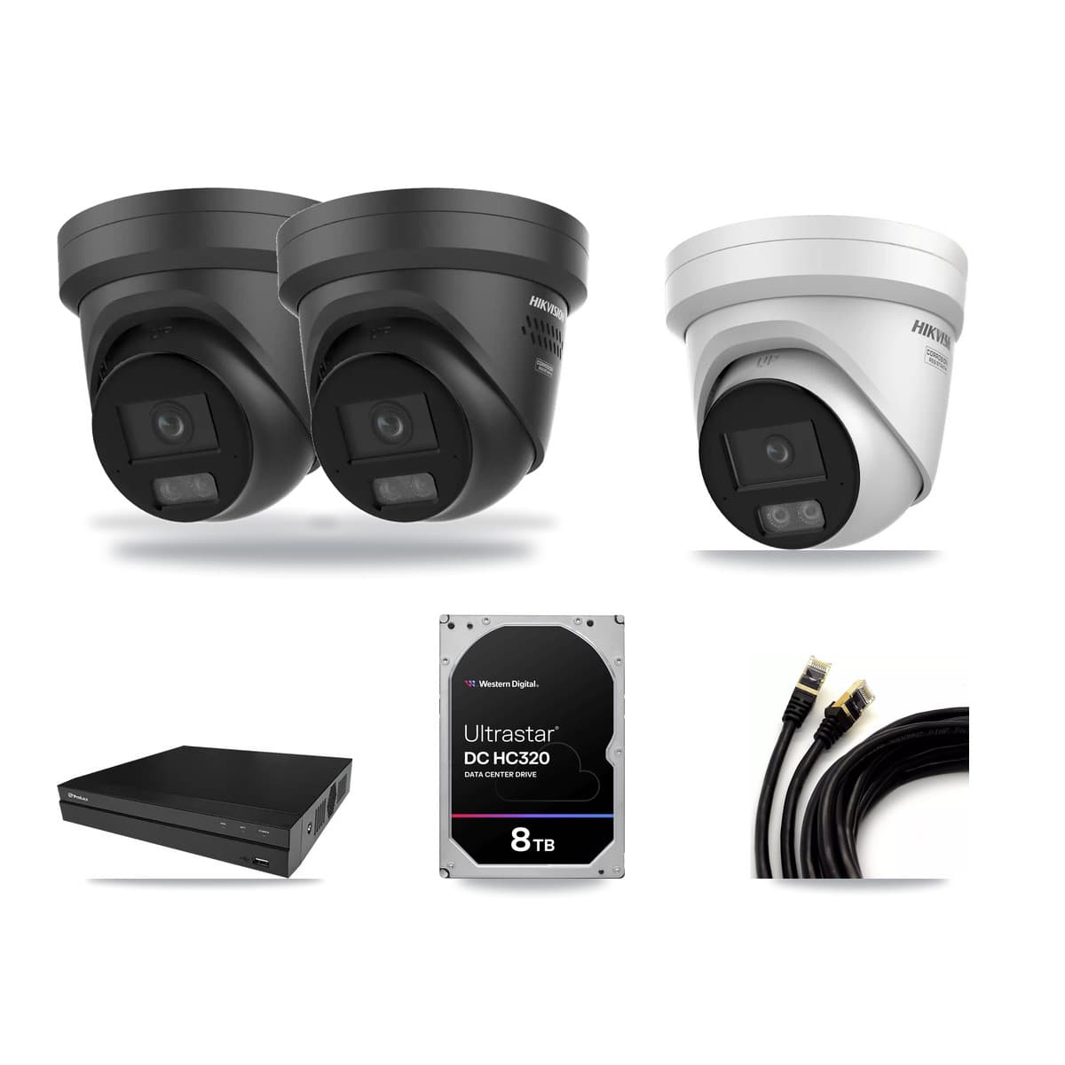 Hikvision & Prolux 8-Channel 4K CCTV Kit — 1 DS-2CD2387G3 + 2 Black DS-2CD2387G3 Turret Cameras + 8TB Recording - Image 1