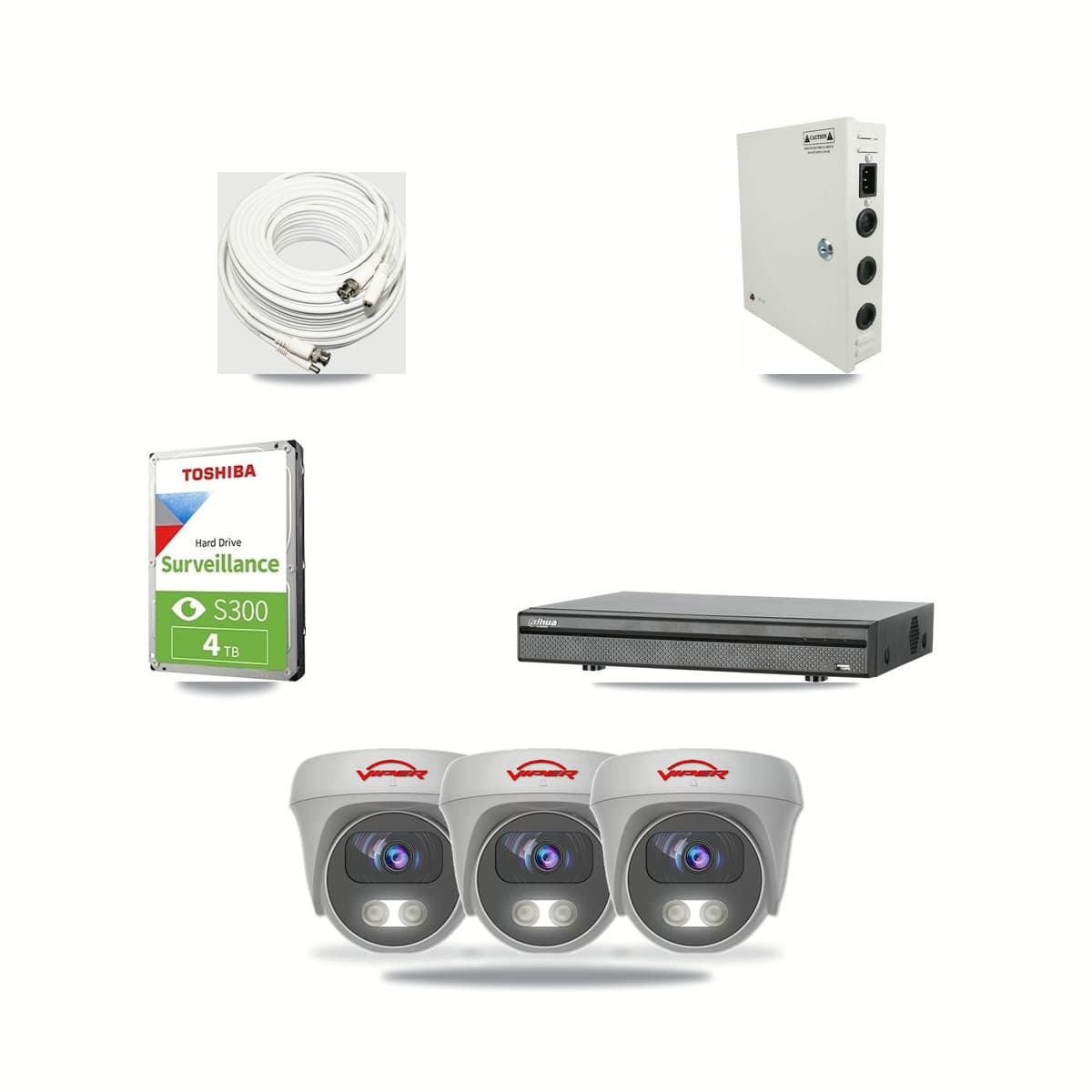 Dahua 8-channel CCTV kit: 3 cameras (3× 5MP Camera), 4TB hard drive