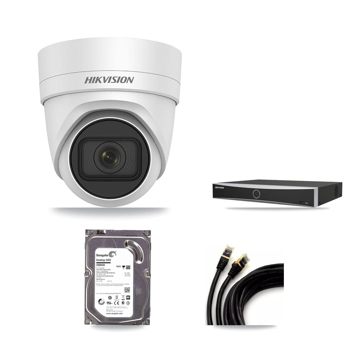 Hikvision 4-Channel 4K CCTV Kit — 2 DS-2CD2H83G0 Turret Cameras + 2TB Recording