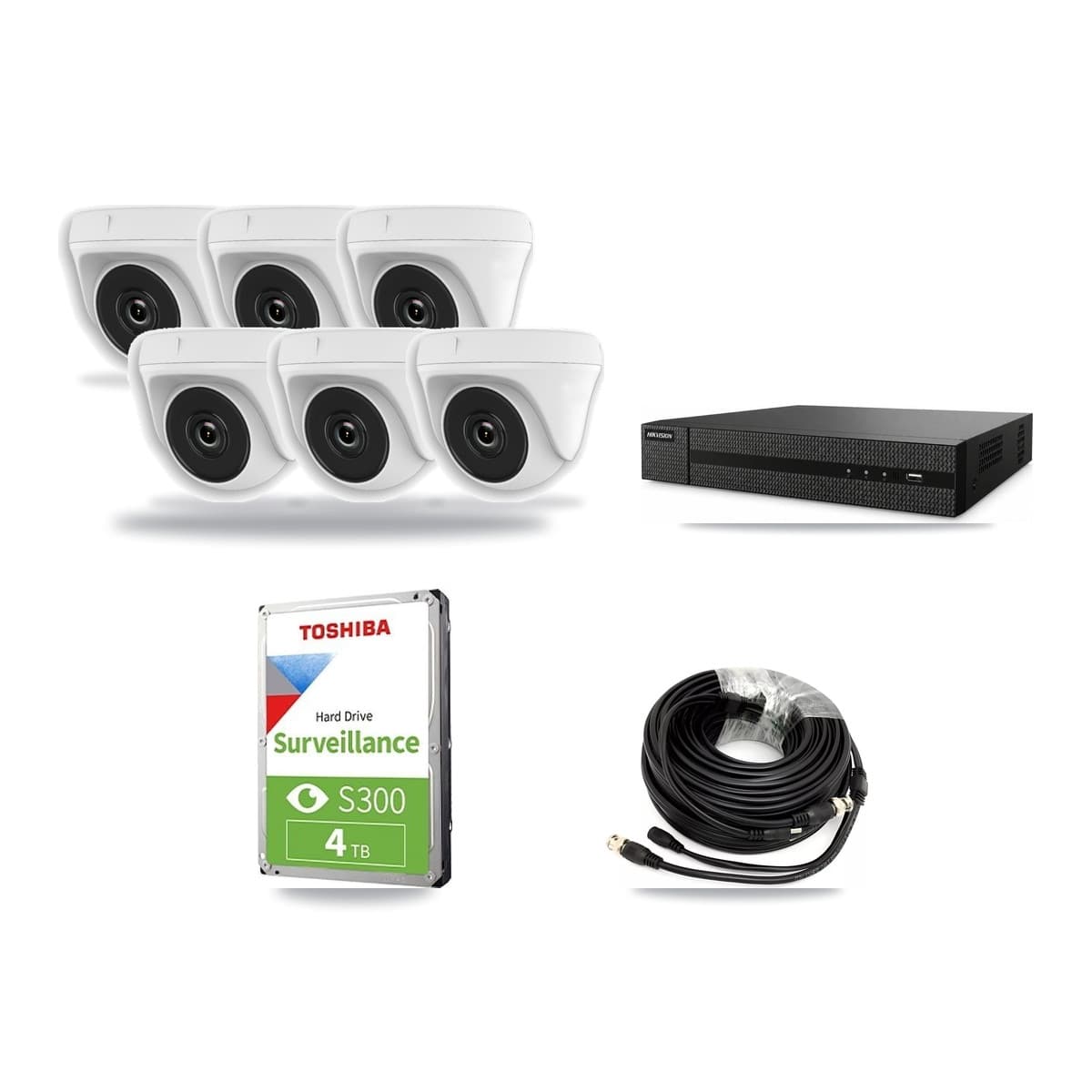 8-Channel 2MP CCTV Kit — 6 White Dome Cameras + 4TB Recording (DVR-8CH Recorder) - Image 1