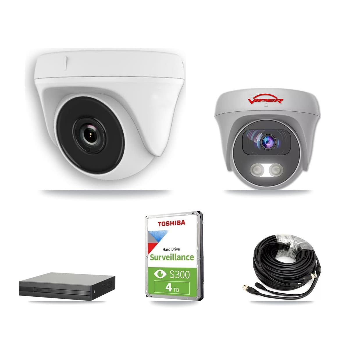 Viper 8-Channel 2MP – 5MP CCTV Kit — 4 White 2MP Dome + 1 White 5MP Cameras + 4TB Recording (XVR-3108HS Recorder)