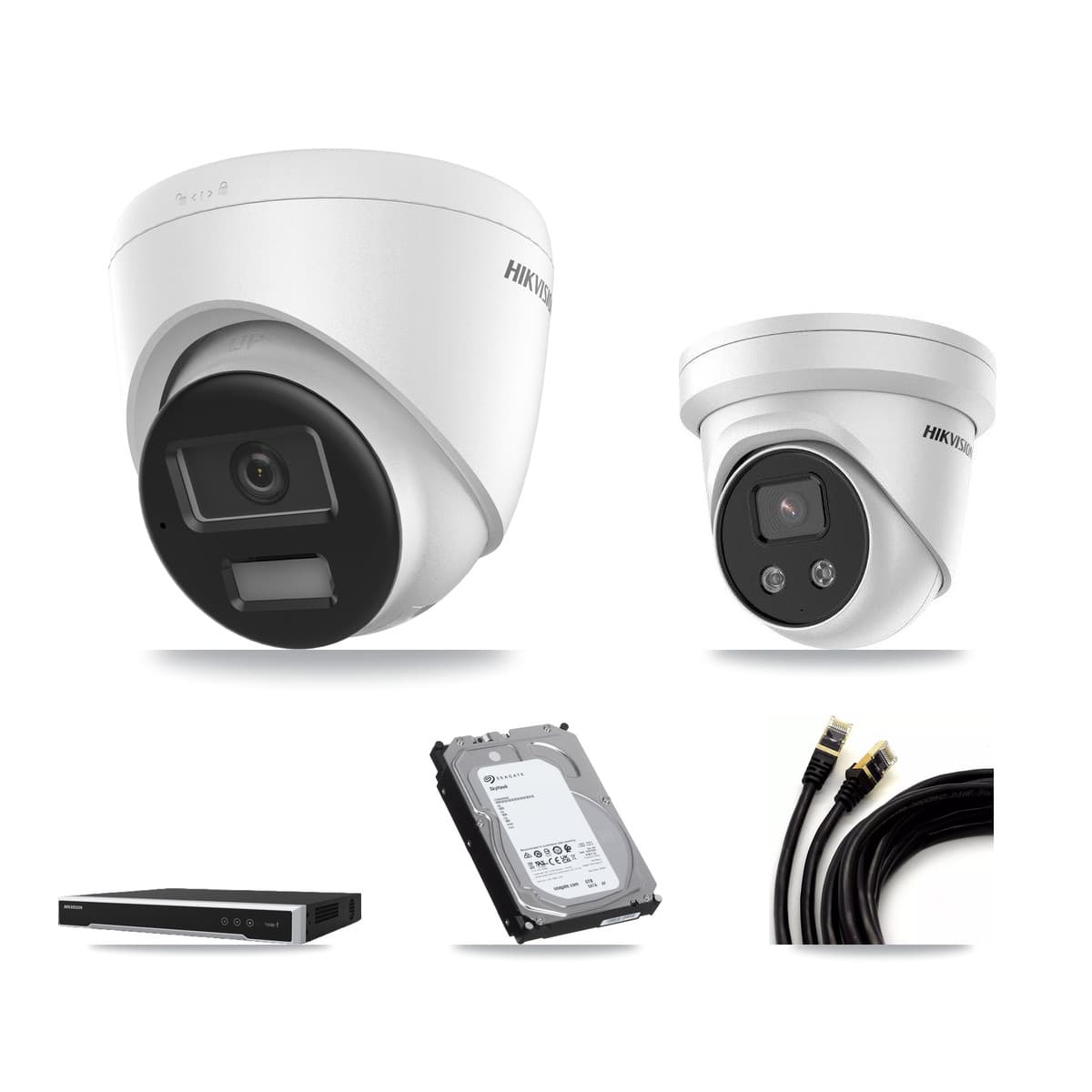 Hikvision 8-Channel 5MP – 4K CCTV Kit — 2 4K + 1 5MP Turret Cameras + 6TB Recording (DS-7608NI-M2 Recorder)