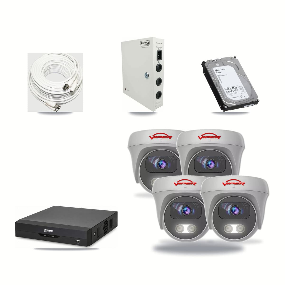 Dahua 4-channel CCTV kit: 4 cameras (4× 5MP Camera), 6TB hard drive