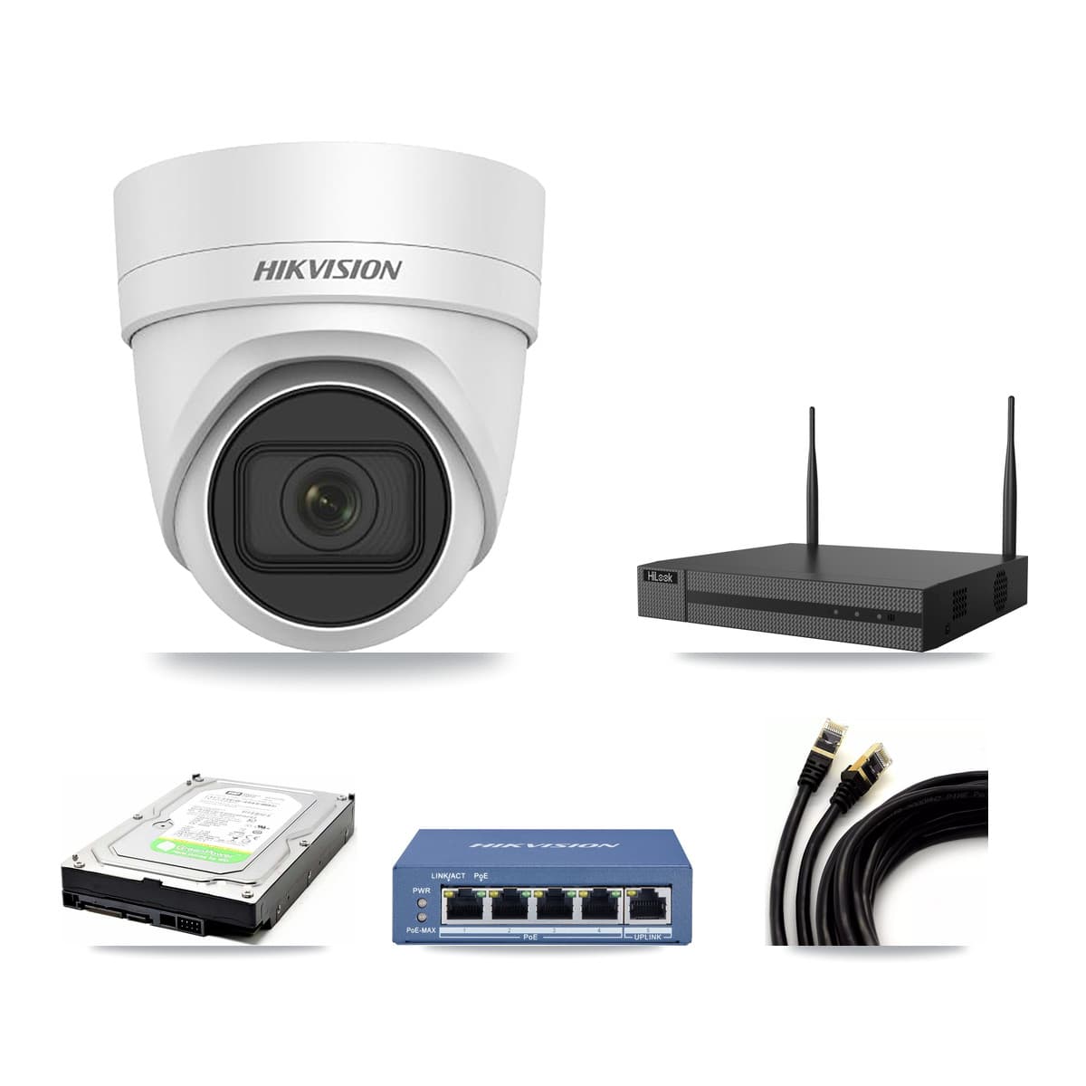 Hikvision & HiLook 4-Channel 4MP CCTV Kit — 1 DS-2CD2H45FWD Turret Camera + 1TB Recording