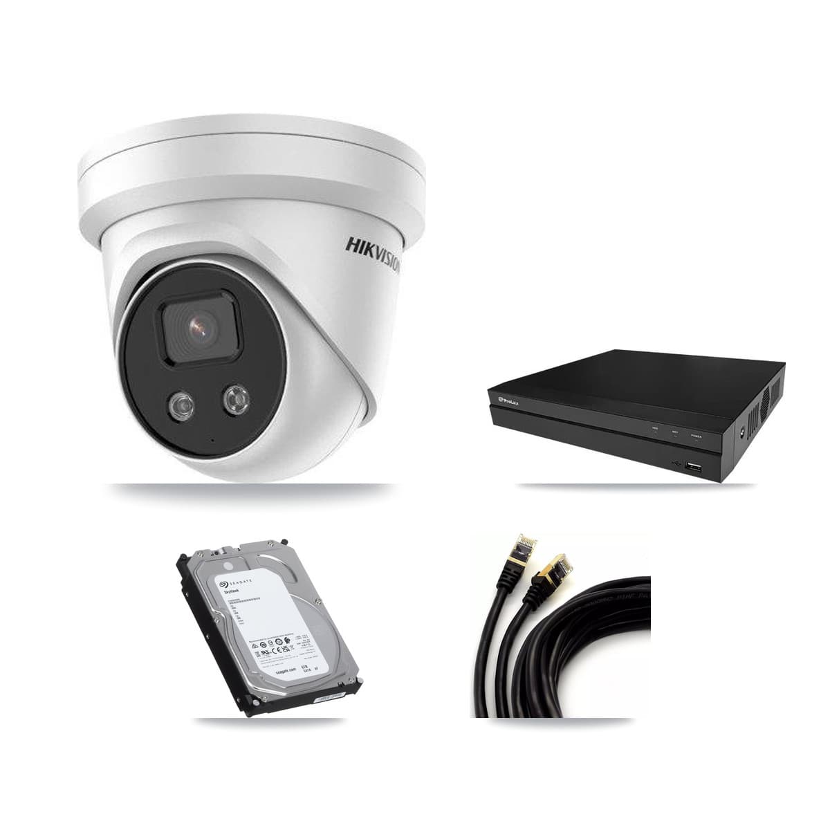 Hikvision & Prolux 8-Channel 5MP CCTV Kit — 4 DS-2CD3356G2 Turret Cameras + 6TB Recording