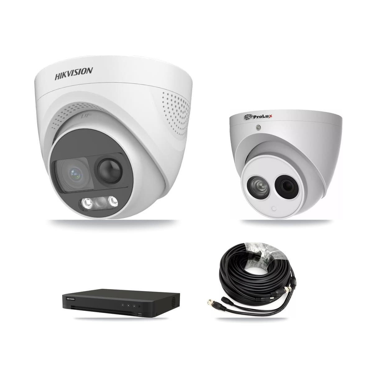 Hikvision & Prolux 16-Channel 4MP – 5MP CCTV Kit — 5 DS-2CE72KF3T 5MP + 1 PXC-612C4W-A 4MP Turret Cameras + 8TB Recording (IDS-7216HQHI Recorder)