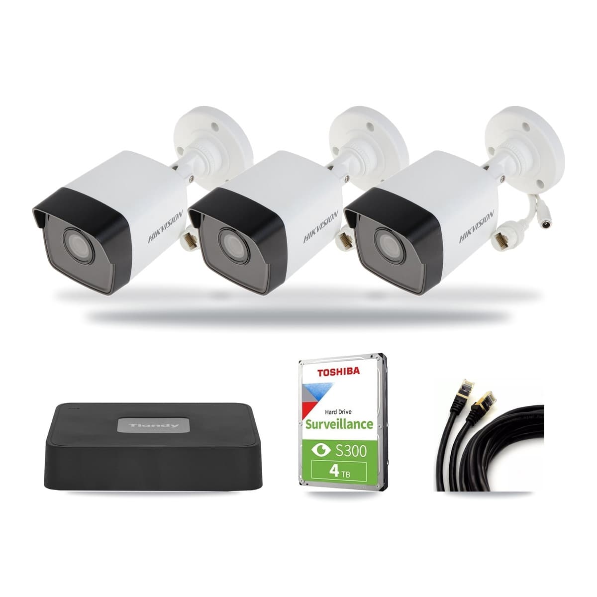 Hikvision & Tiandy 4-Channel 5MP CCTV Kit — 3 Bullet Cameras + 4TB Recording - Image 1